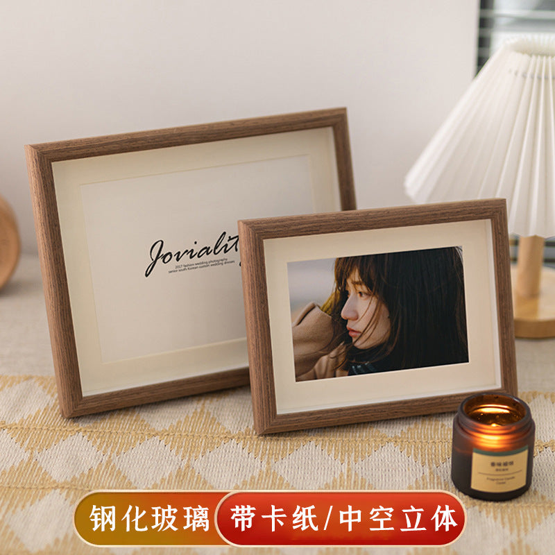 Hollow three-dimensional wall-mounted dried flower photo frame wholesale wooden wall-mounted 5678-inch A4a3 with cardboard picture frame empty frame