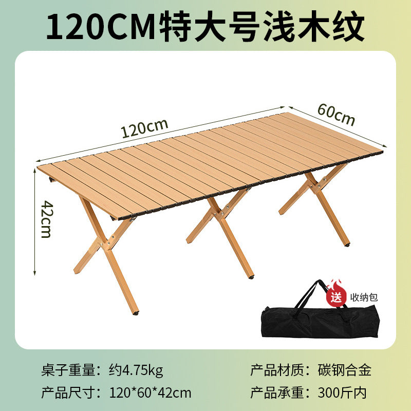 Outdoor foldable egg roll table camping style carbon steel lightweight table picnic equipment supplies table and chair set foldable
