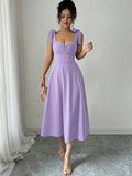 european and american cross-border chic french design vacation purple dress