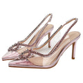 Xd huizhou new pointed-toe high heel rhinestone clear stiletto sandals women's versatile european and american fashion open-back high heels