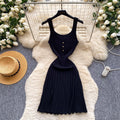 K-style yellow knitting pure lust style hot girl dress female petites suspender waist slimming look a-line skirtelegant