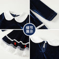 Baby girl dress autumn winter new girls' navy style peter pan collar embroidered princess dress first birthday party dress