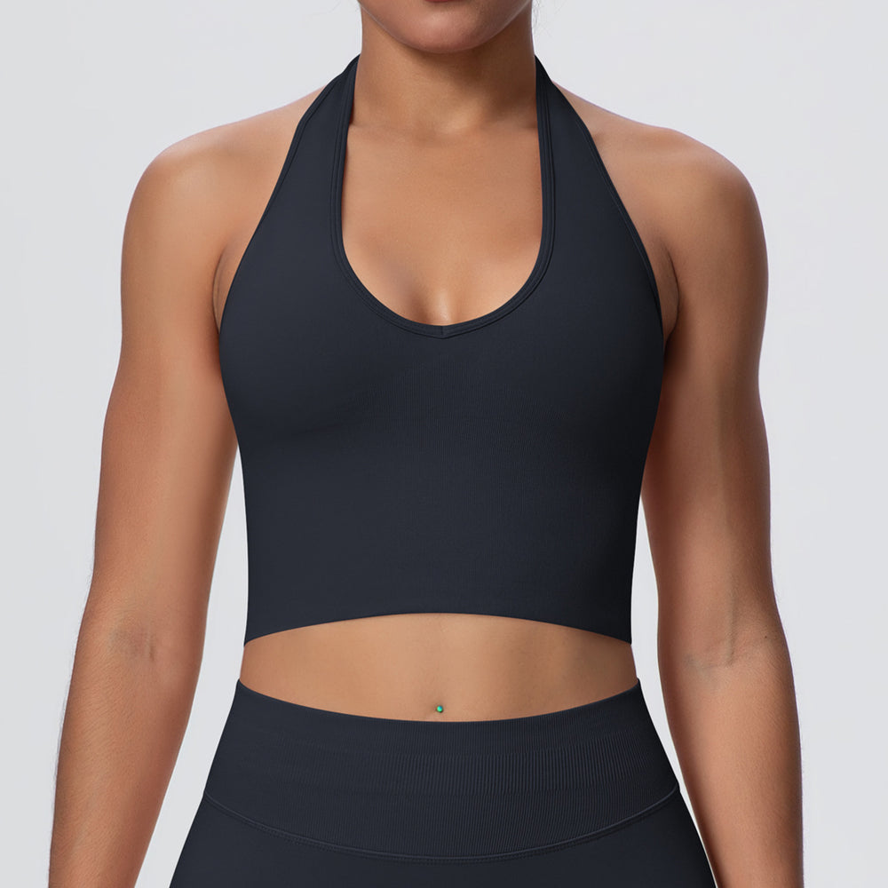 New arrivalsexy back halter yoga bra fashion seamless breathable sports intimatesoutwear running fitness vest