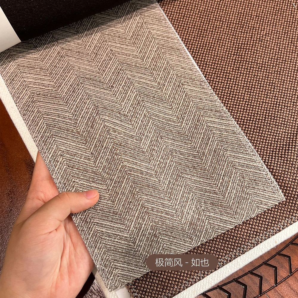 Minimalist herringbone cotton linen curtains - blackout, heat insulation, vintage style, living room, bedroom, natural wood style - ru ye