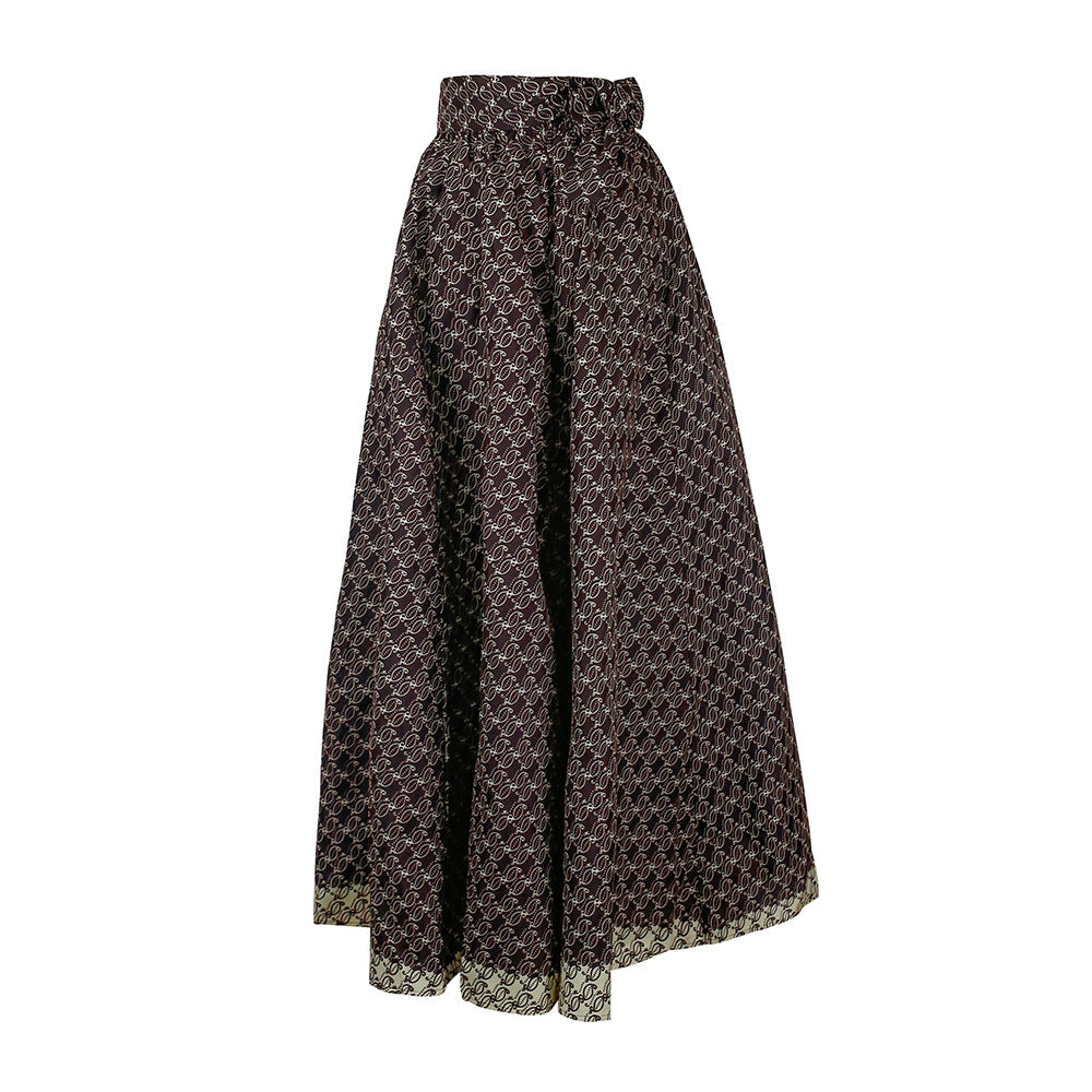 Fashion   skirt long african women's a-line tie back waist slimming look wax cloth large swing skirt