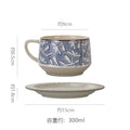 Vintage rustic pottery coffee cup and saucer set - hand-painted underglaze ceramic coffee cup - premium drinking cup - birthday & housewarming gift