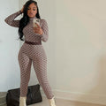 Fashionexport women's fashionprinting street round neck long sleevespants body pants fitness jumpsuit women's one piece dropshipping