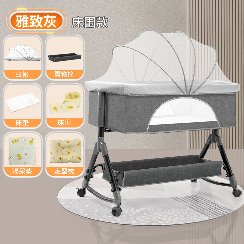 Baby crib convertible bed mobile foldable multifunctional cradle newborn bedside bed cross-border hot-selling baby bed