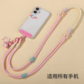 K-style detachable cross-body halter wrist three-purpose mobile phone lanyard woven patchwork strong anti-lost rope cartoon pendant