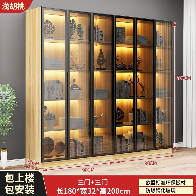 Casual glass door bookcase combination floor-standing display cabinet accessible luxury living room figure gundam storage wine cabinet