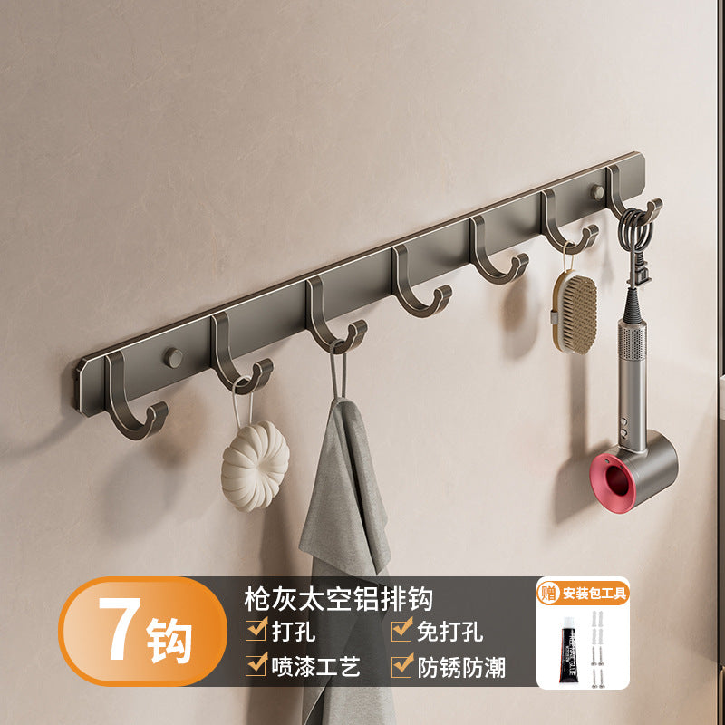 Space aluminum hook, viscose, strong non-punching adhesive hook, door back coat hook, bathroom, kitchen wall wall-mounted storage