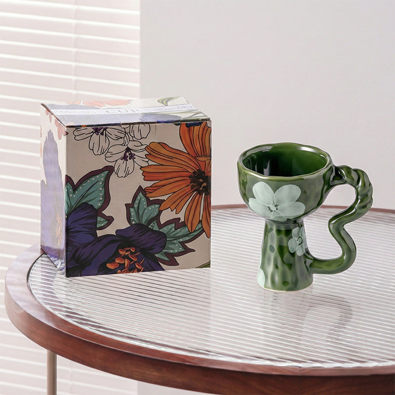 Creative niche handmade mugs, goblets, vintage ceramic coffee cups, ice cream cups, afternoon tea cups - gift box set
