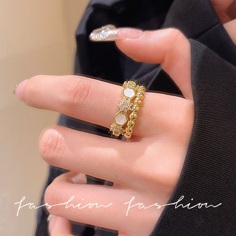 European and american niche design rings for women - light luxury, elegant, high-end, adjustable open ring, fashionable and versatile jewelry