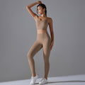 new arrivalhigh waist hip lift nude yoga wear sexy suspender back sports bra suit running fitness wear