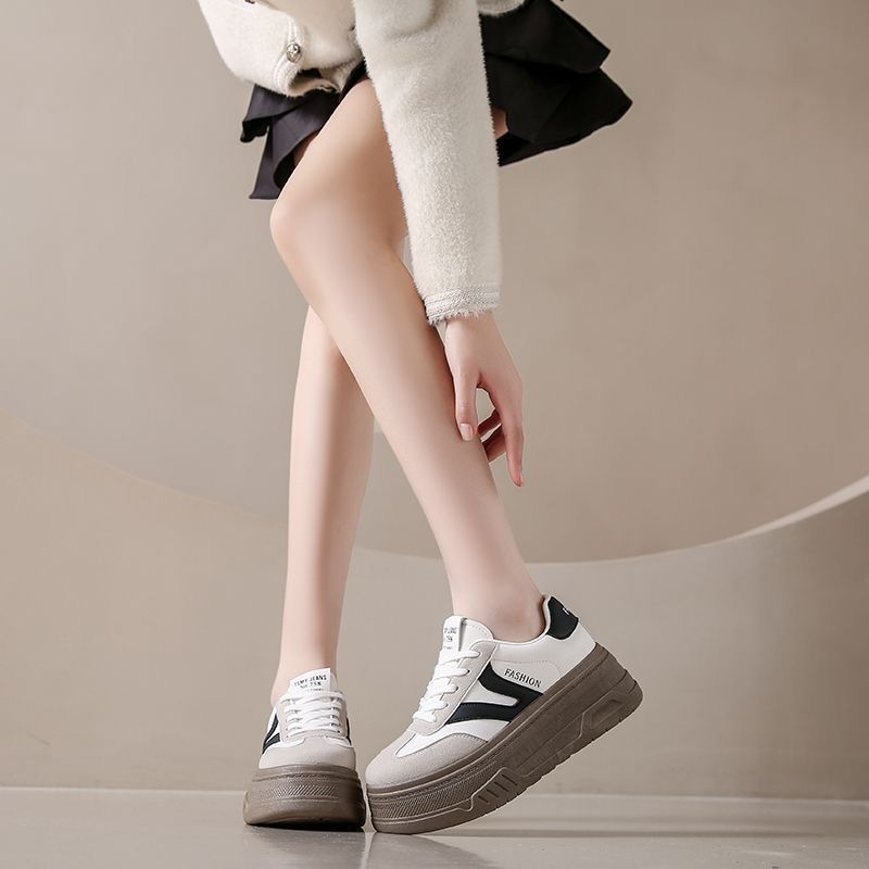 White chunky sole sneakers - women's height increasing white shoes - 2026 spring/summer new arrivals - korean style casual versatile platform sneakers for petite women