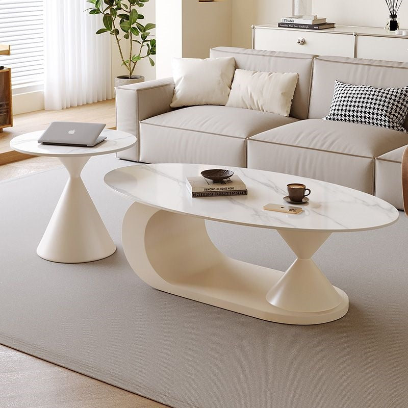 Italian normcore slate coffee table for home living room oval double coffee table small apartment designer coffee table combination