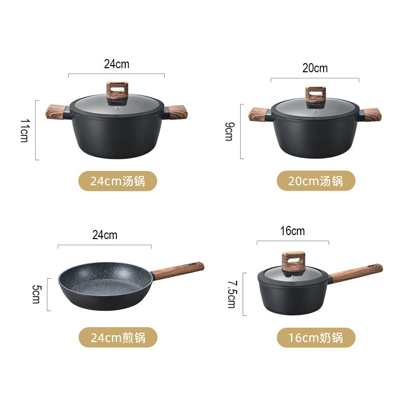 Lanya cookware suitfor homedouble-ear soup pot milk induction cooker gas stove nonstick cookwarenonstickpot
