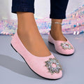 Classyflats french rhinestone flats spring & fall new arrivaleasiest for match black square toe flats bean work clothing shoes