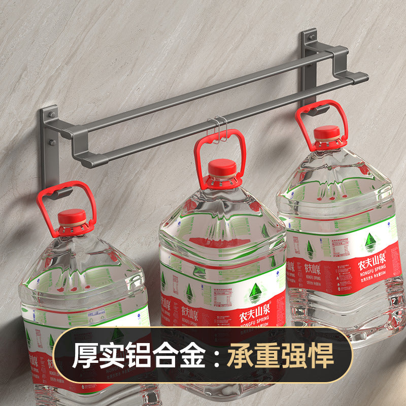 Gun gray space aluminum towel rack towel bar double pole single pole bathroom bath towel storage rack bathroom hook storage