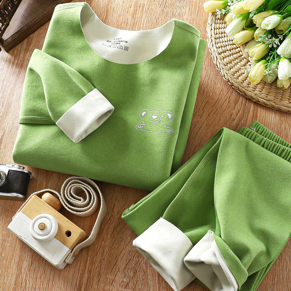 Kids' german velvet set - new autumn/winter collection for boys and girls - thermal underwear set for children and teens - warm innerwear set - children's clothing