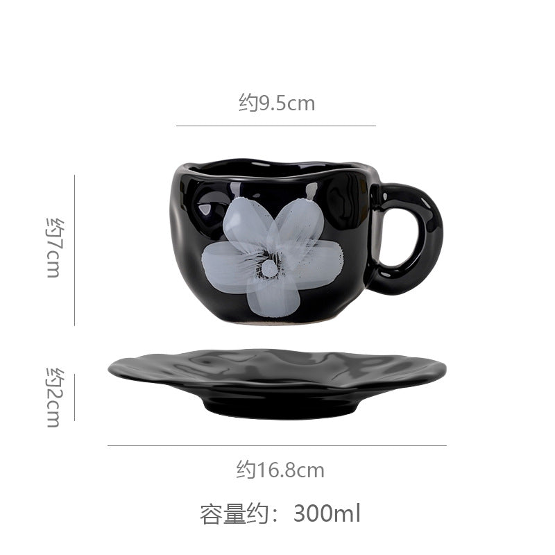Vintage chic ceramic coffee cup and saucer set - unique design, perfect for gatherings, tea, or everyday use. a cute and thoughtful ceramic gift