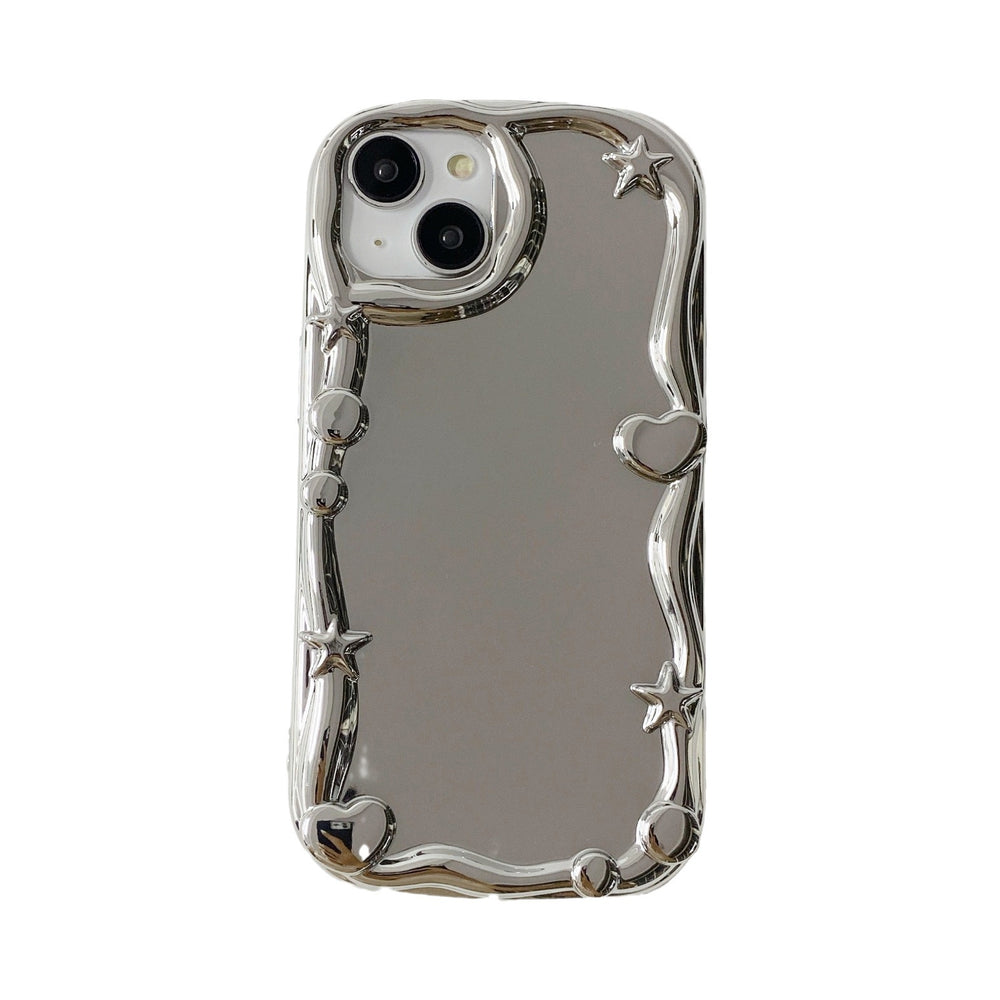 Suitable for apple 16 stereo mirror mobile phone case iphone11 creative korean style electroplated soft case xr wave protective cover