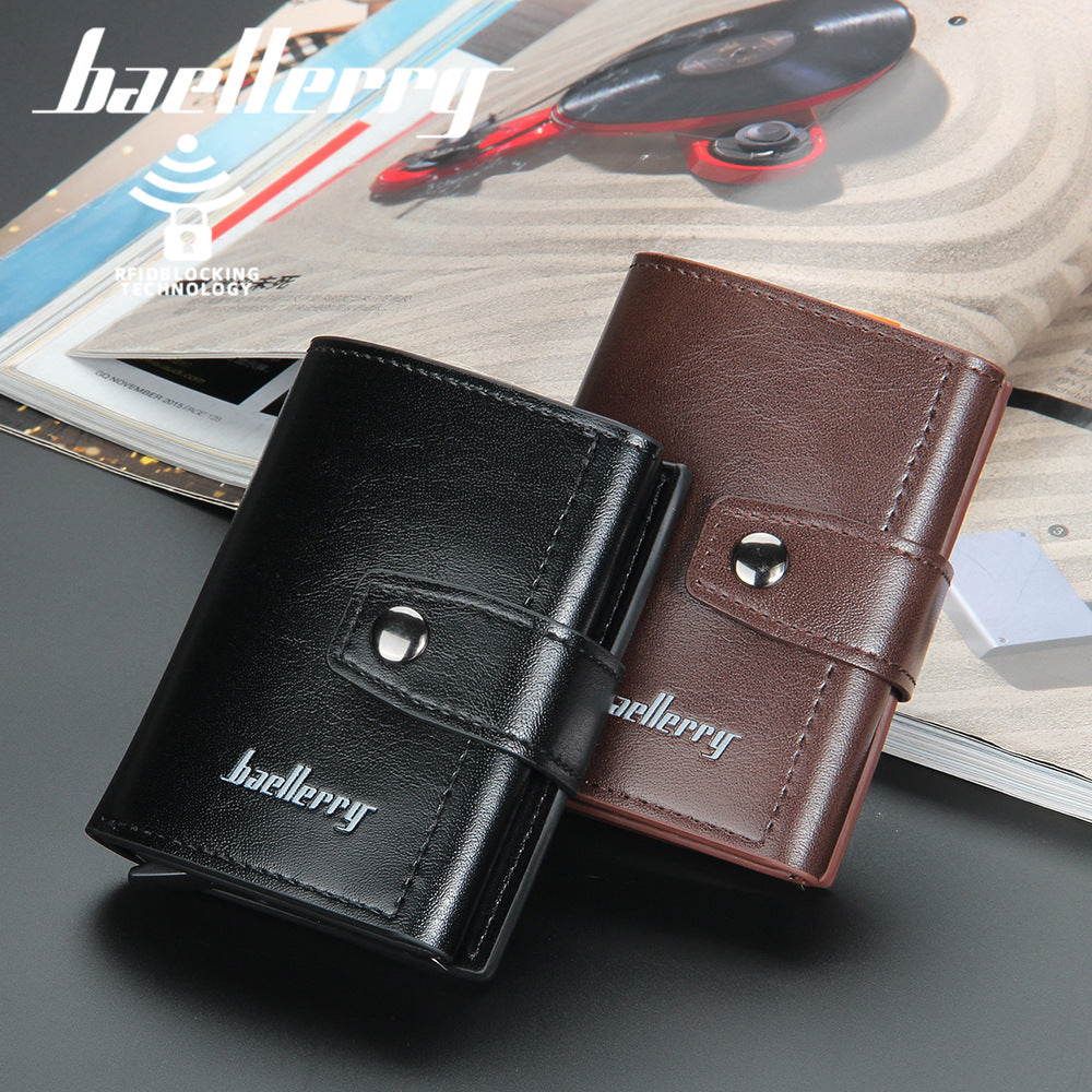 Men's card bag baellerry anti-degaussing aluminum box advanced sense multi-function card clip elastic card multi-card position card holder men
