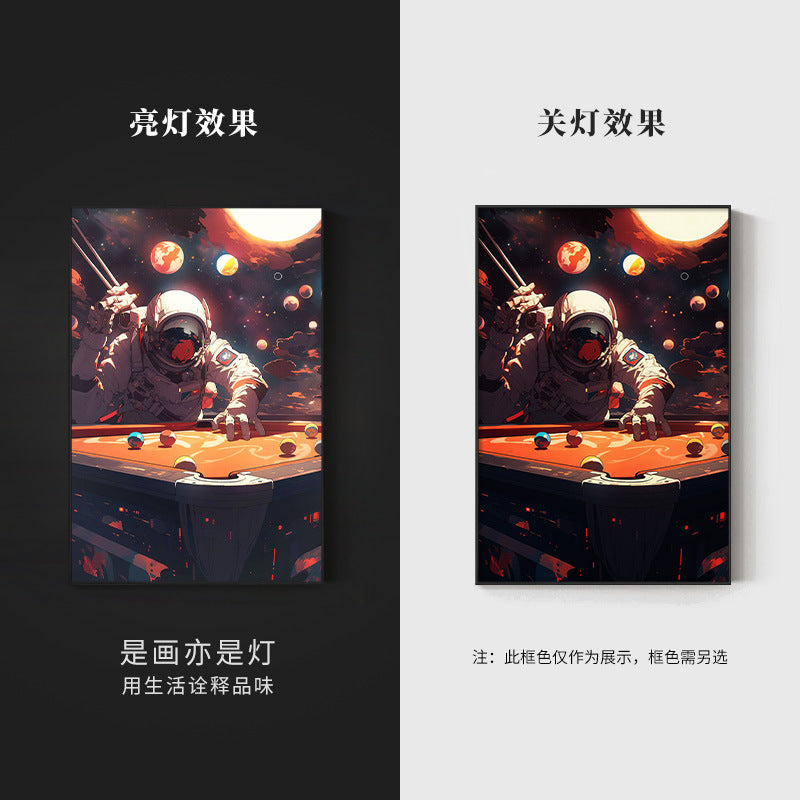 Black eight ball astronaut billiard hall wall decoration painting luminous billiard room hanging painting chess and card club atmosphere light painting