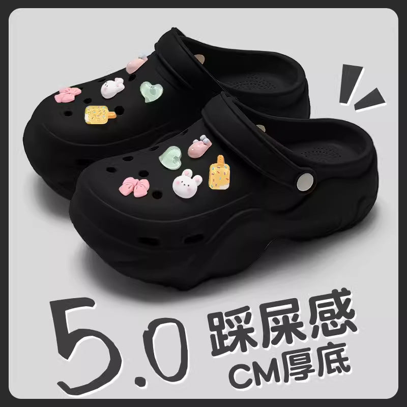 Women's clogs summer outdoor wear 2026 new eva beach seaside non-slip anti-odor thick sole height increasing sandals