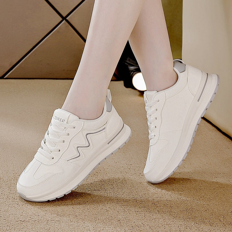 Women's leather sneakers - new autumn 2025 collection: casual, versatile, lightweight flat running shoes for outdoor travel