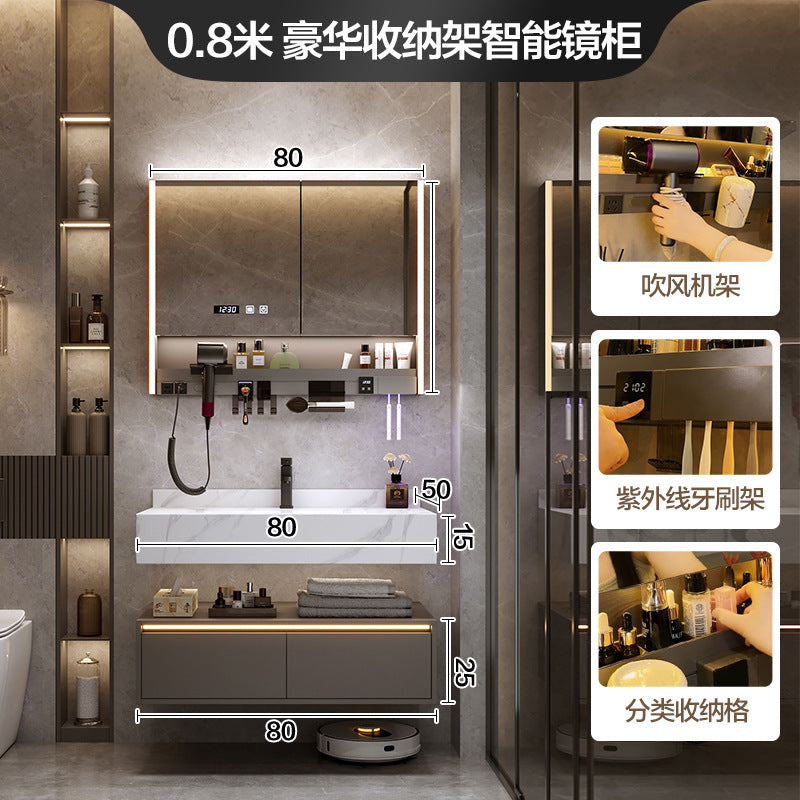 [Spot] Multifunctional storage rack, rock slab hot bending integrated basin, bathroom, washstand, face wash, bathroom cabinet combination