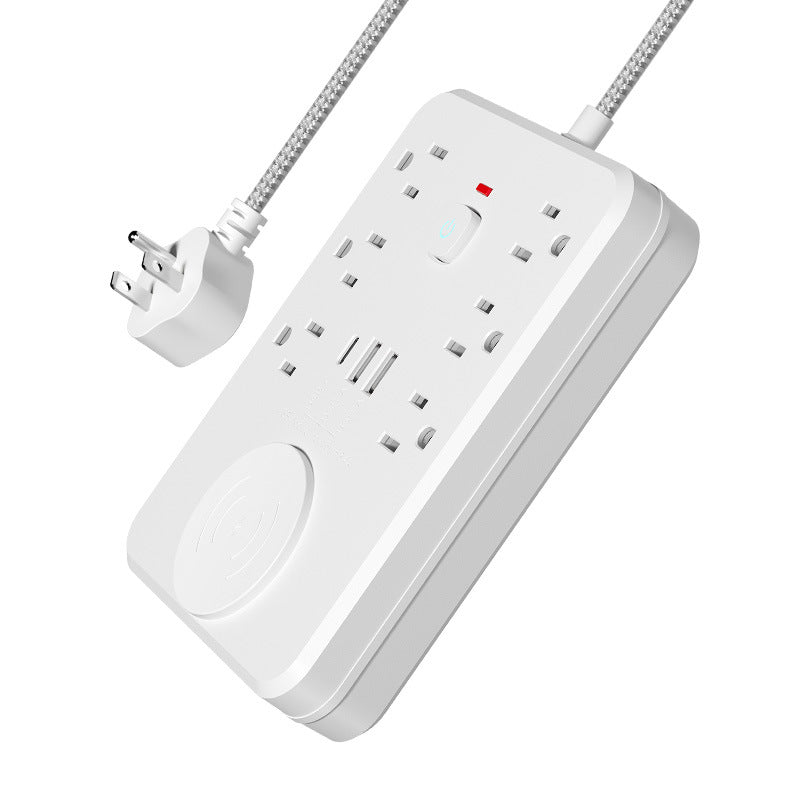 110v us standard 6-outlet power strip with usb wireless charging, overload protection, and extension cord