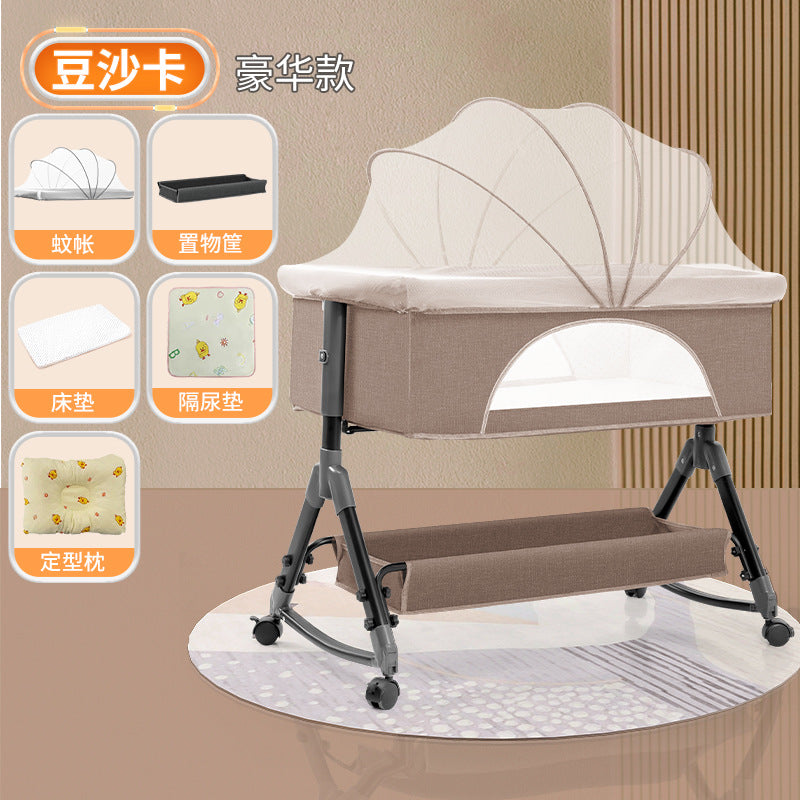 Baby crib convertible bed mobile foldable multifunctional cradle newborn bedside bed cross-border hot-selling baby bed