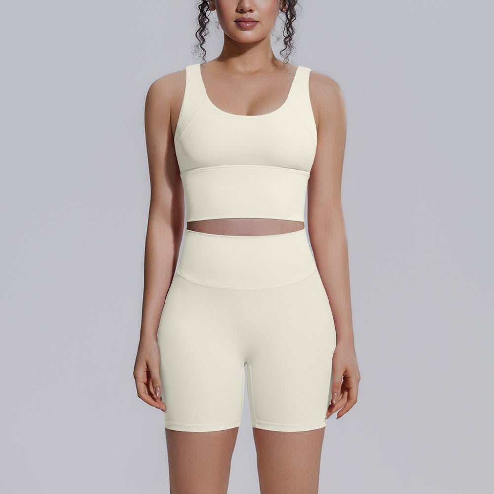 Sexy v-shaped back sports bra high waist hip lifting tight shorts suit quick-drying yoga clothes running fitness clothes