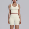 Sexy v-shaped back sports bra high waist hip lifting tight shorts suit quick-drying yoga clothes running fitness clothes