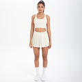 Cloud-feel quick-dry breathable anti-exposure undershirt tennis pleated skirt sports bra set for women's running, fitness, and yoga