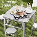 Extra thick stainless steel folding table - heavy duty, ideal for home, outdoor dining, commercial use, night markets, and bbq stalls