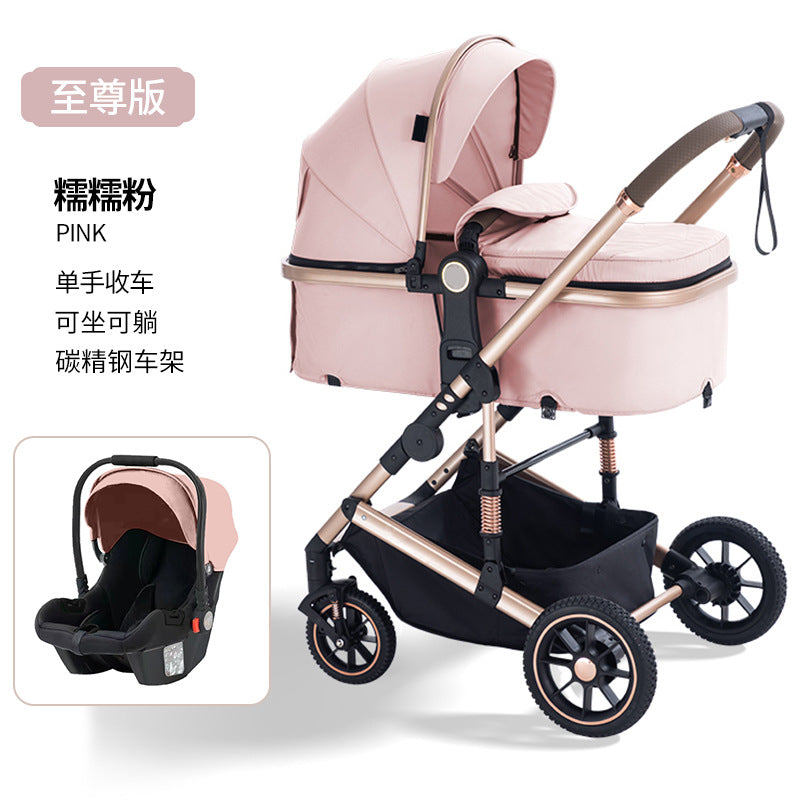 High-view, two-way stroller - convertible pushchair, lightweight & foldable, four-wheel, all-season use