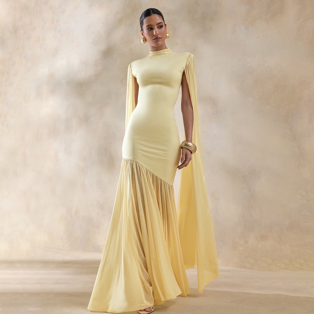 European and american women's clothing  summer new arrival: elegant and chic patchwork design, sexy slim-fit mesh ribbon dress