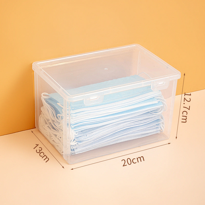 Cross-border household desktop storage box Plastic large-capacity mask storage box Japanese transparent storage box with lid