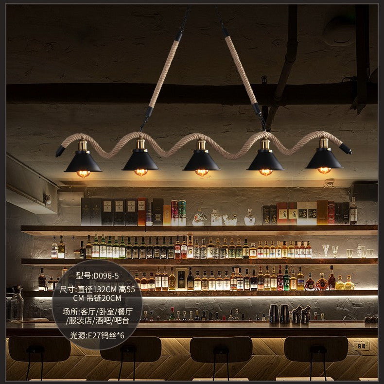 Loft Industrial Bar Counter American Lighting Restaurant Cashier Desk Lamp Internet Cafe Billiards Room Hotel Front Desk Hemp Rope Chandelier