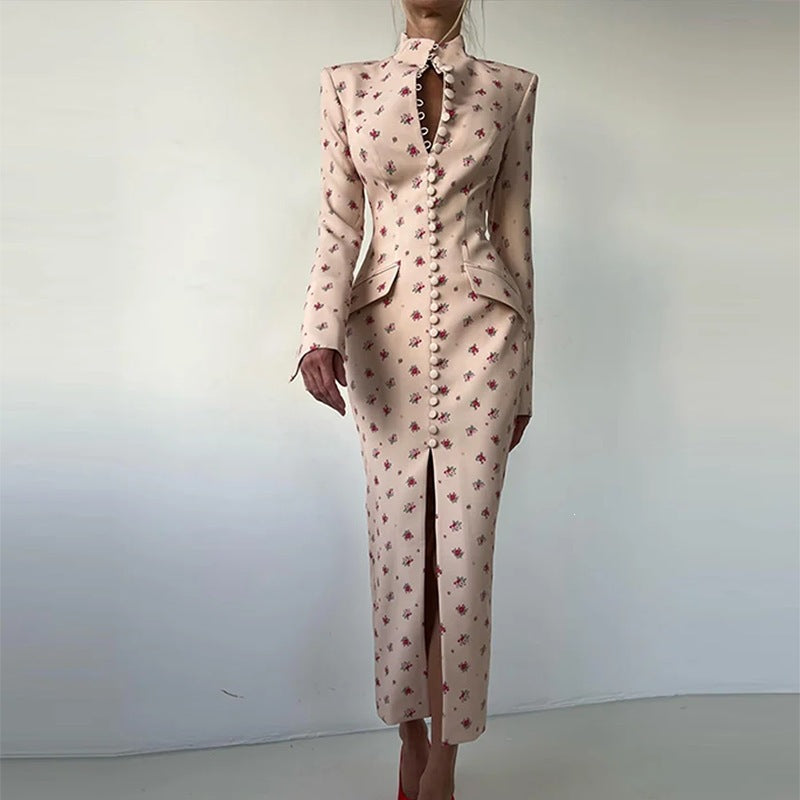 new summer women's clothing - export fashion european and american style dress - elegant button-down polka dot slit bodycon dress