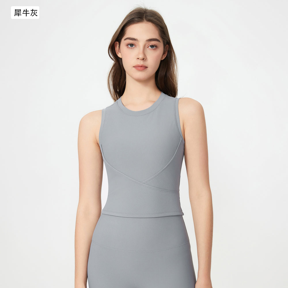 Spring/summer new high-elasticity padded sleeveless yoga top - push-up, shockproof, running & fitness sports bra for women - d25041