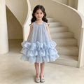 Girls' princess dress summer collection : new children's luxury high-end formal dress, girls' mesh vest dress