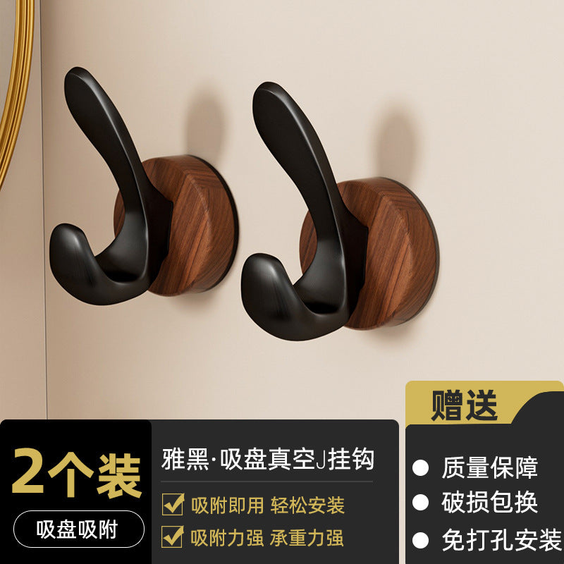 No-drill solid wood coat hook - entryway, doorway, behind-the-door hook - damage-free adhesive, heavy-duty weight capacity, coat & hat hook, key hook