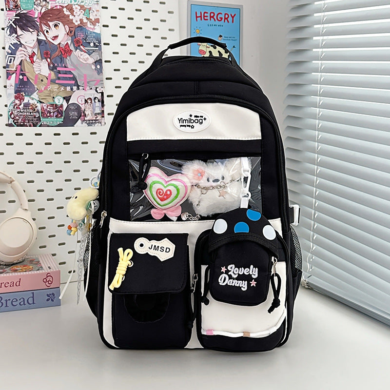 Cross-border high-value versatile large-capacity schoolbag female cute pain bag backpack junior high school girl high school student backpack