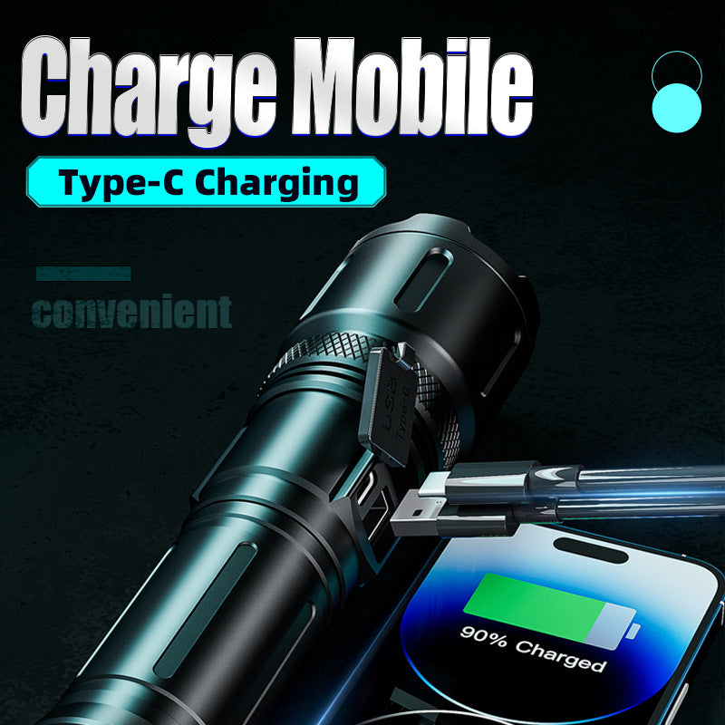 Cross-border charging convenient flashlight outdoor zoom emergency lighting LED lithium battery fire flashlight