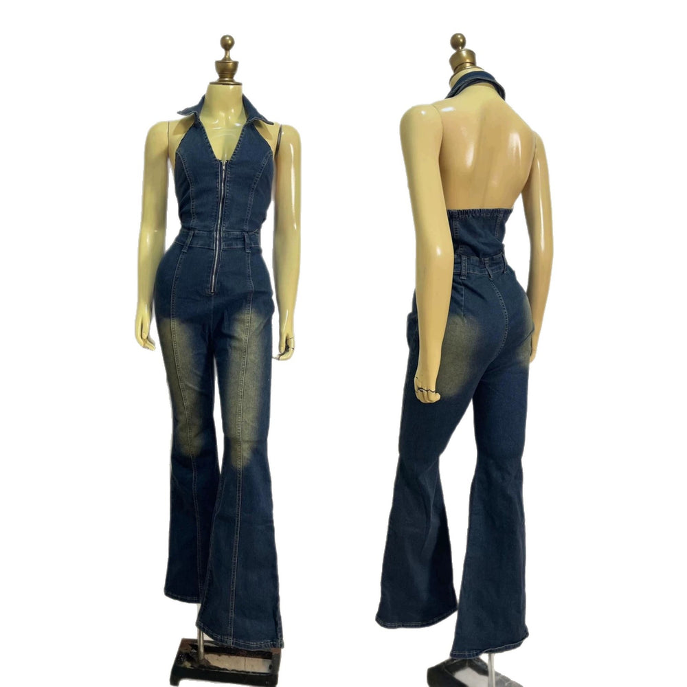 Women's denim jumpsuit cargo jeans new denim pants available denim jumpsuit