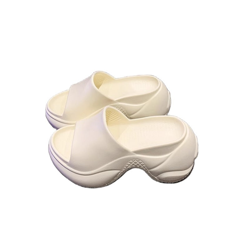 2025 summer new women's platform slides - black criss-cross heeled wedge sandals, 9cm height increasing thong sandals