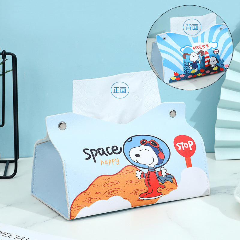 Cartoon Snoopy tissue box plaid living room family car bathroom napkin paper box pumping paper box pumping paper towel box